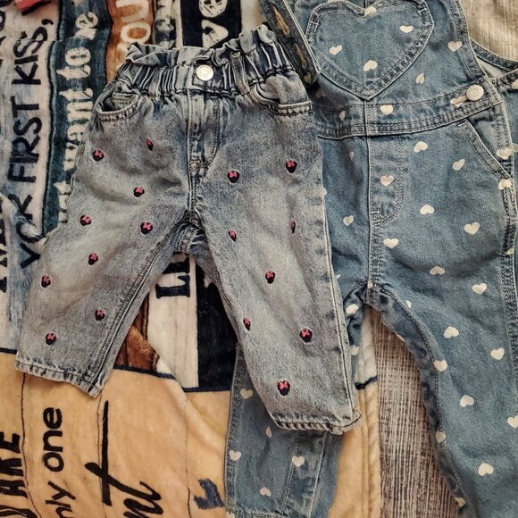Jean Overall's for Baby and Baby Gap Disney "Just like Mom" Jeans - Never Worn - Picture 1 of 3